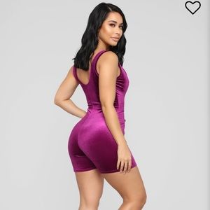 Purple velvet romper